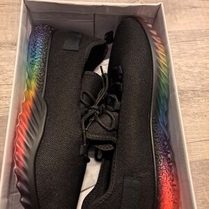 Wanted Black Knit Sneakers with Rainbow Sole